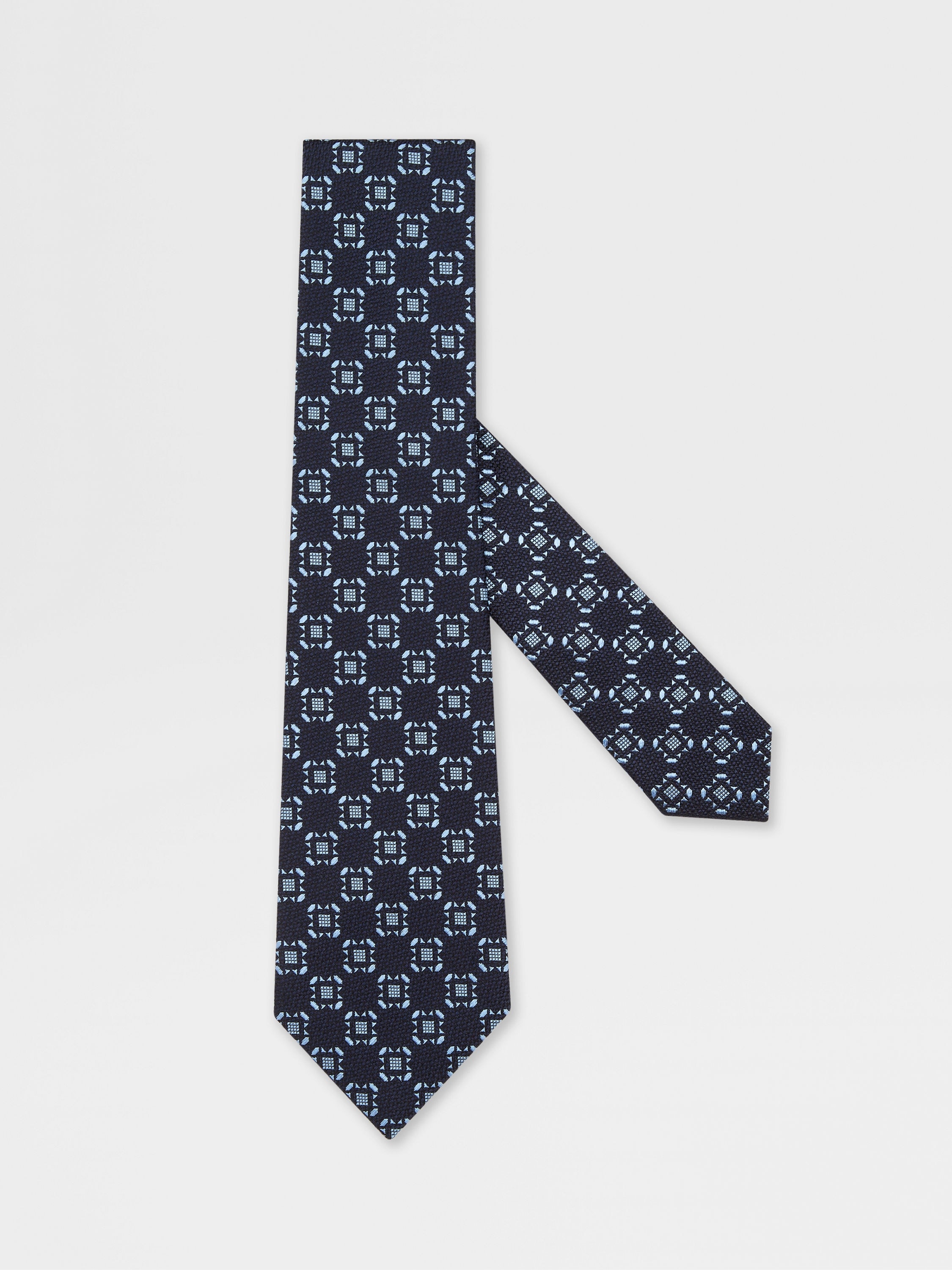 DARK BLUE SILK TIE - 1