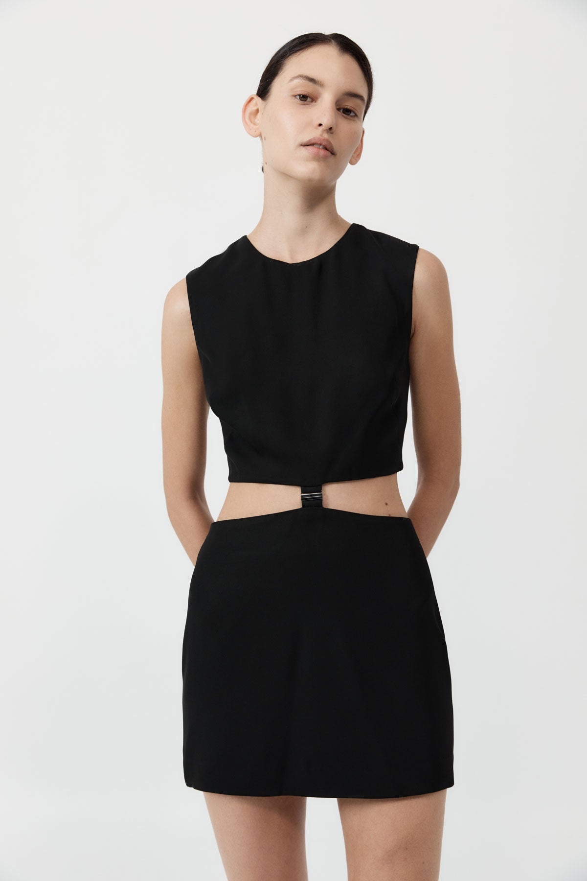 Clip Buckle Mini Dress - Black - 3