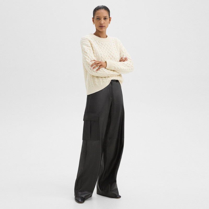 Wide-Leg Cargo Pant in Leather 3