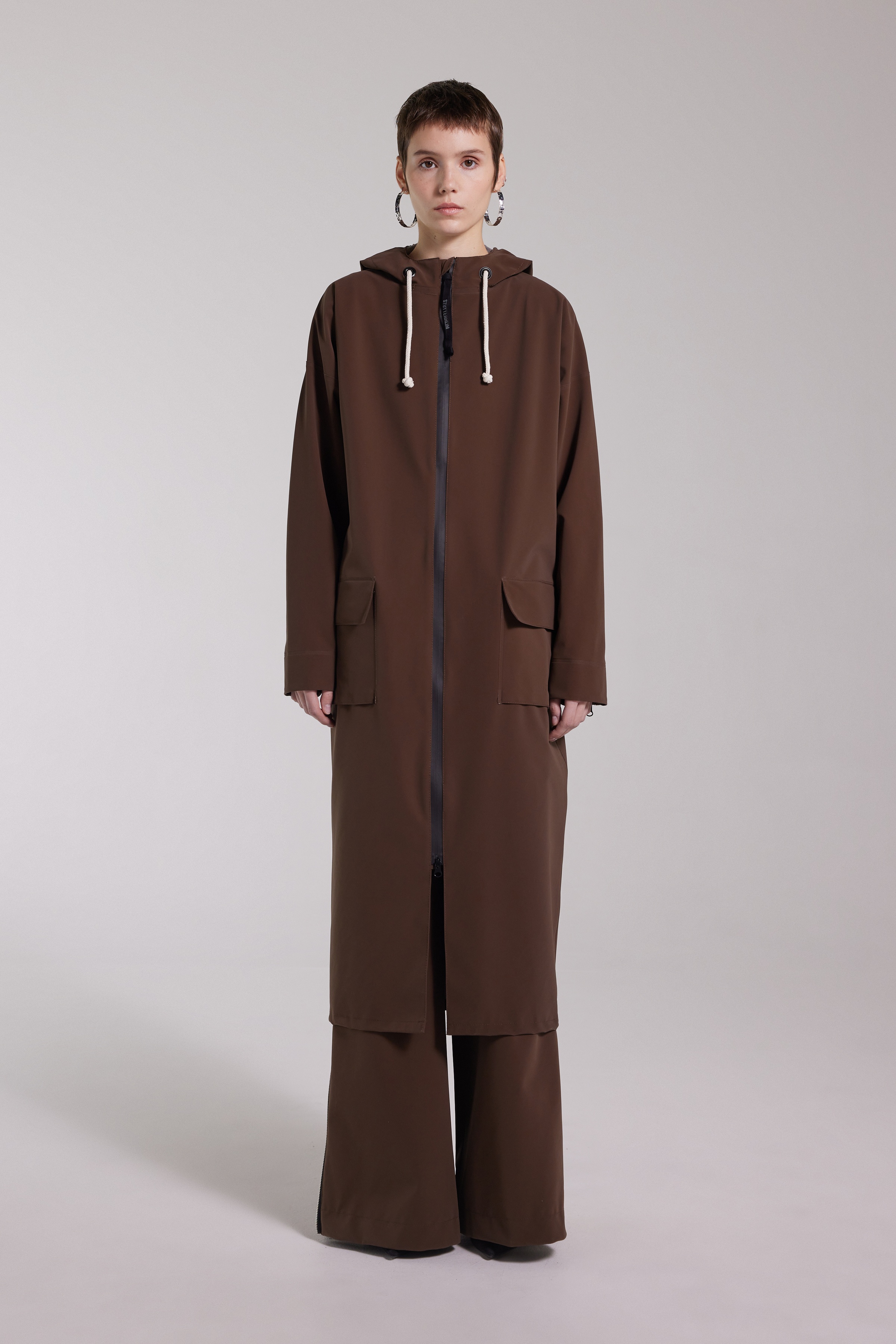 Sandviken Long Zip Matte Raincoat Dark Brown - 6