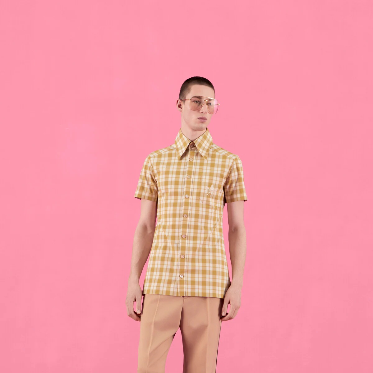 adidas x Gucci check cotton shirt - 5