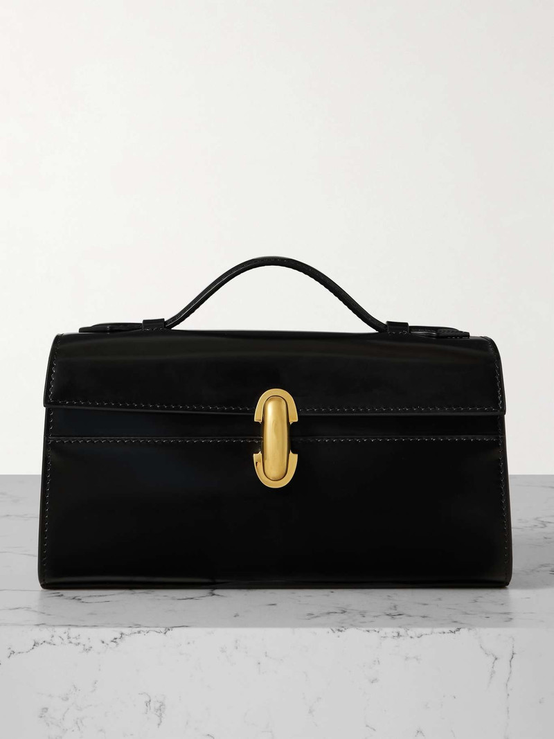 Symmetry Pochette glossed-leather tote - 1