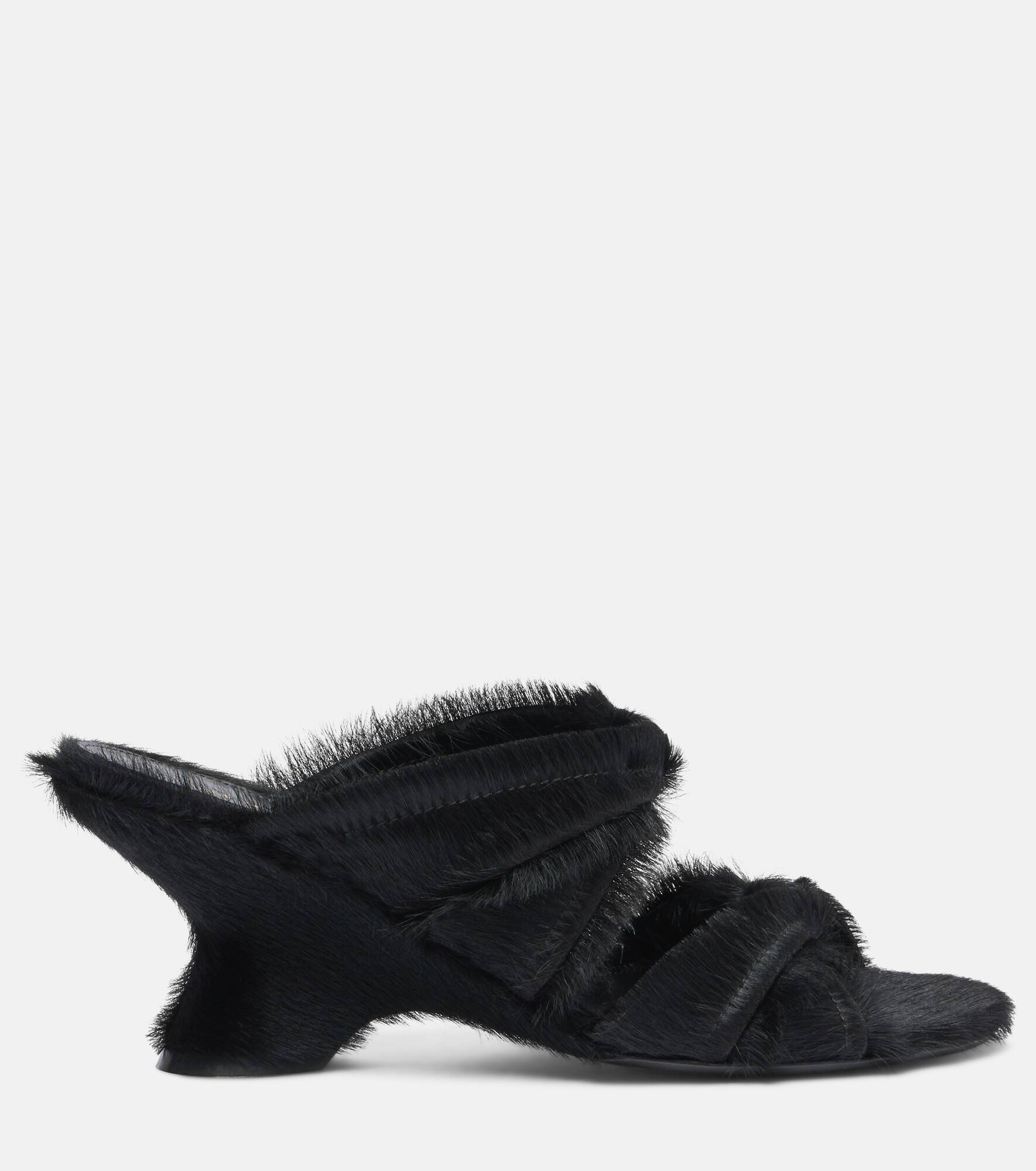 Calf hair wedge sandals - 4