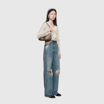 GUCCI Ripped eco washed organic denim pant outlook