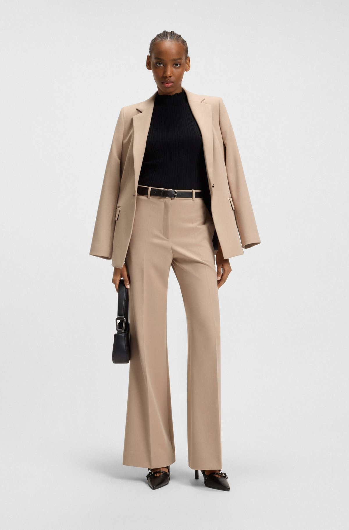 REGULAR-FIT PANTS WITH WIDE LEG IN STRETCH FABRIC - 3