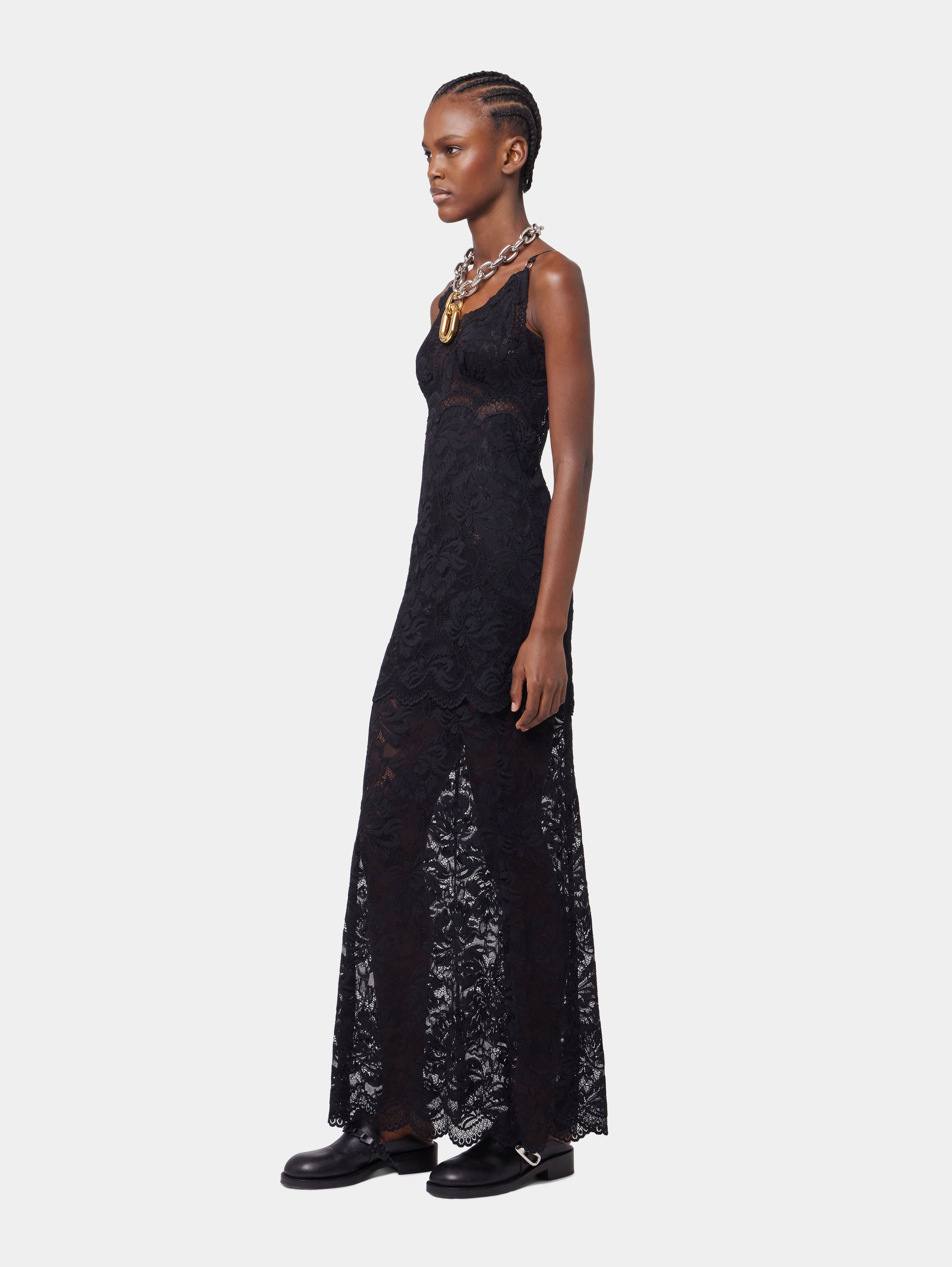 BLACK LONG DRESS IN LACE - 3