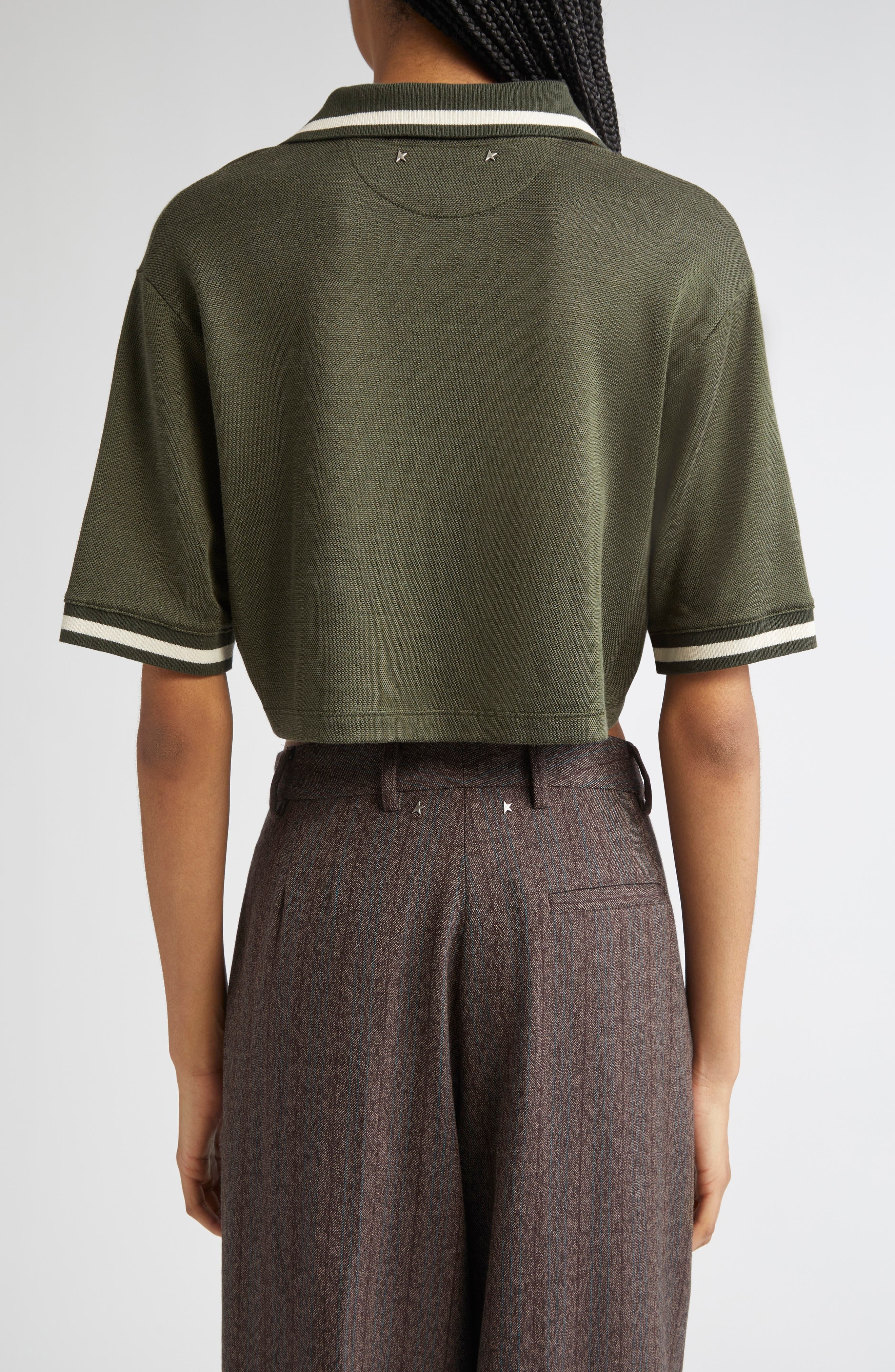 Golden Goose Journey Crop Jersey Polo in Grape Leaf at Nordstrom - 3