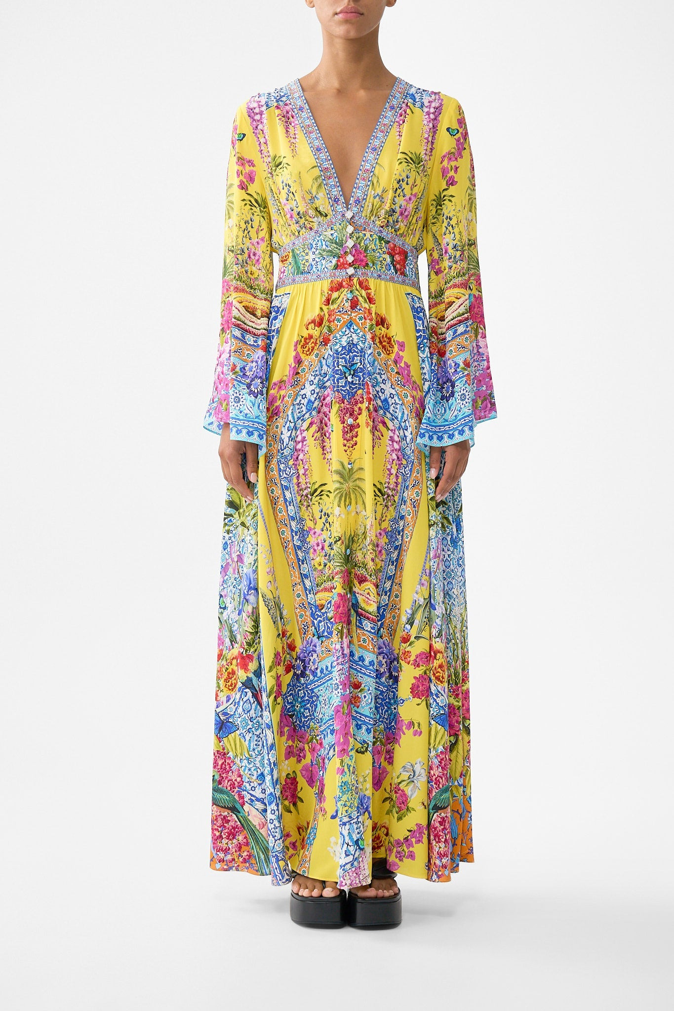 KIMONO SLEEVE DRESS WITH SHIRRING DETAIL - 2
