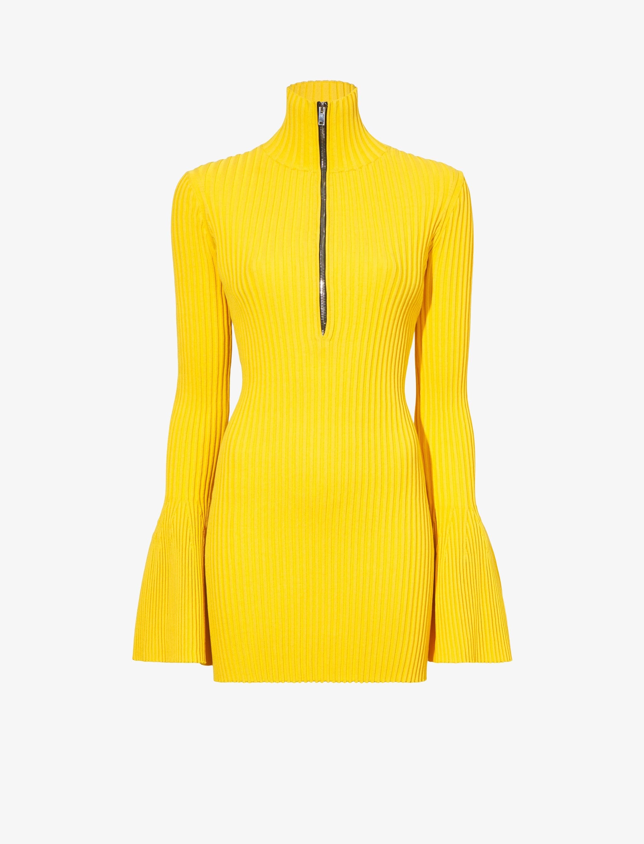 Viscose Rib Zip Sweater - 1