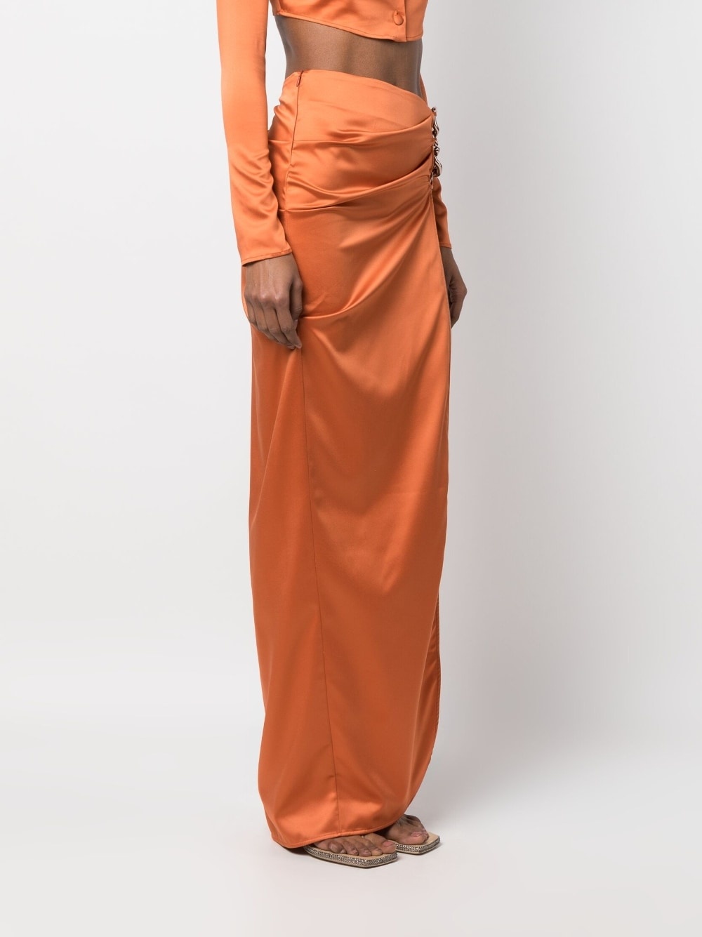 slit-detail satin maxi skirt - 3