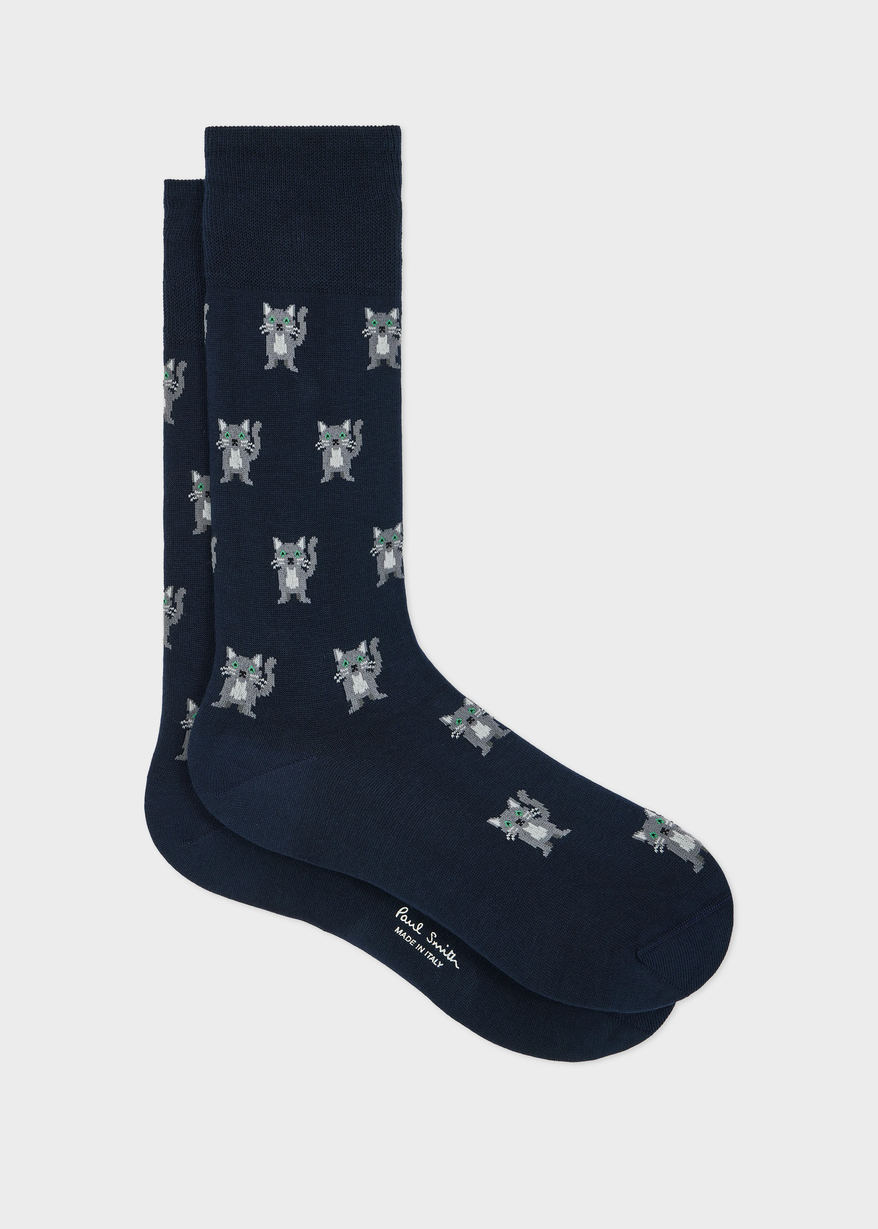 Navy 'Cat' Socks - 1