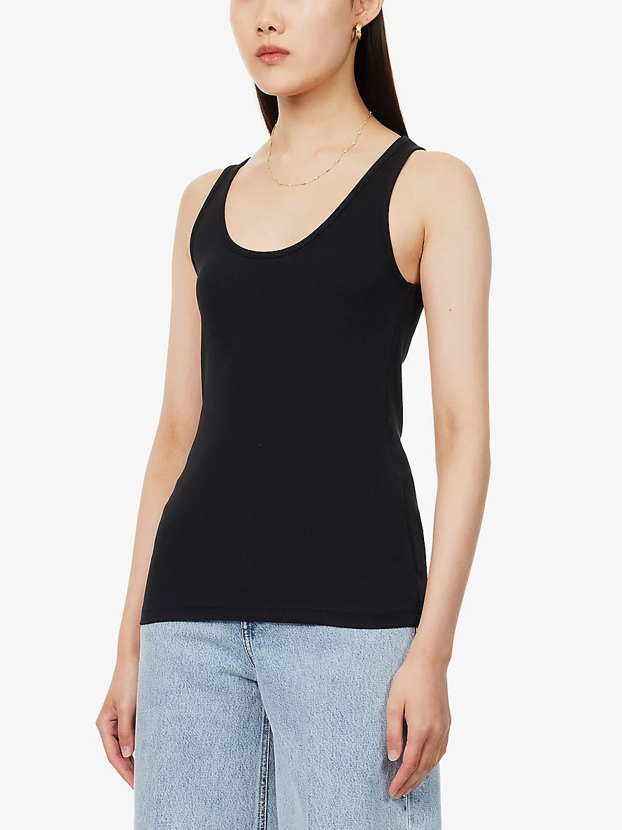 Scoop-neck ribbed organic-cotton blend stretch-jersey tank top - 3