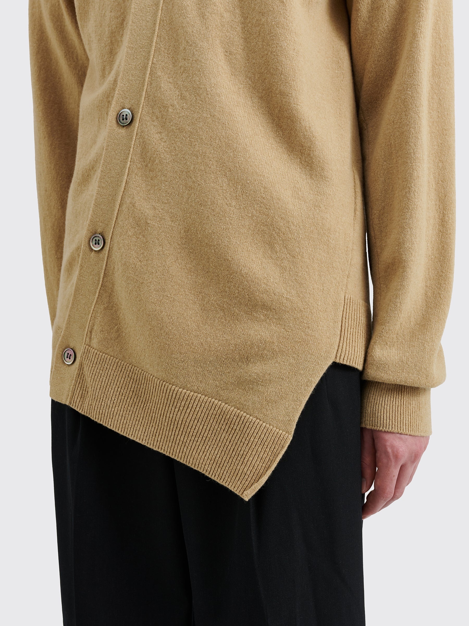 COMME DES GARÇONS SHIRT X LACOSTE KNITTED WOOL CARDIGAN CAMEL - 6