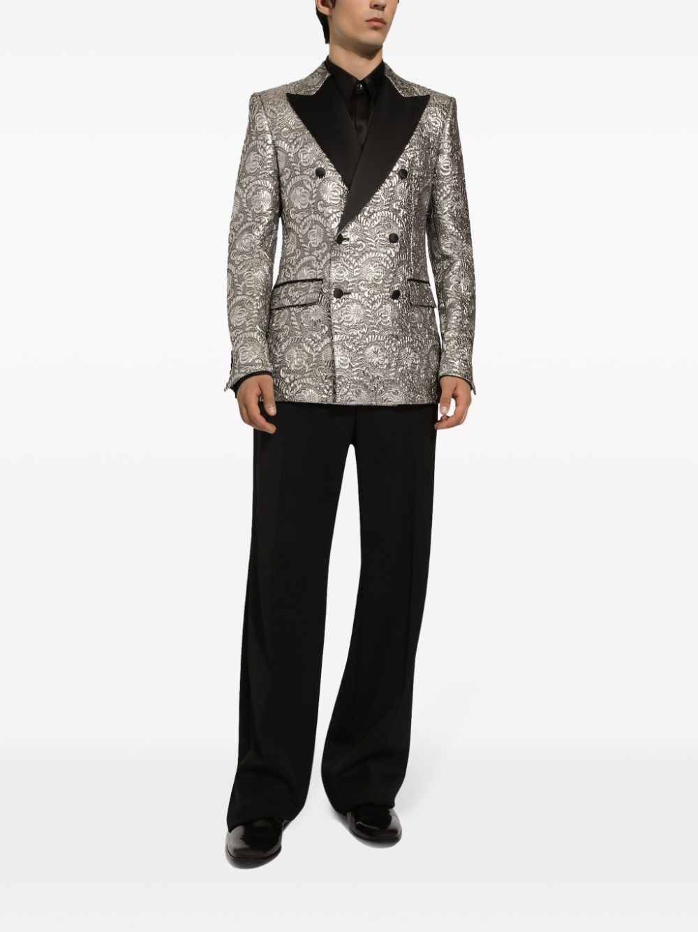 satin-lapel jacquard tuxedo jacket - 5