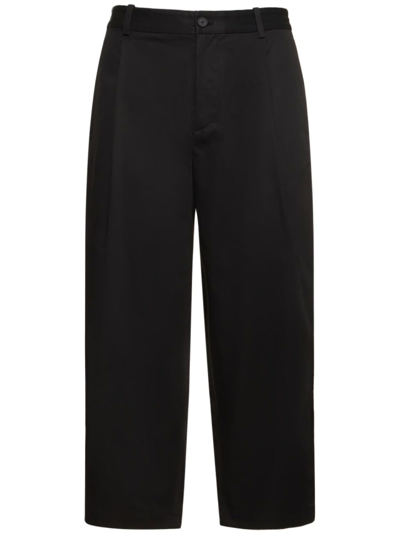 Cropped pleated cotton chino pants - 1