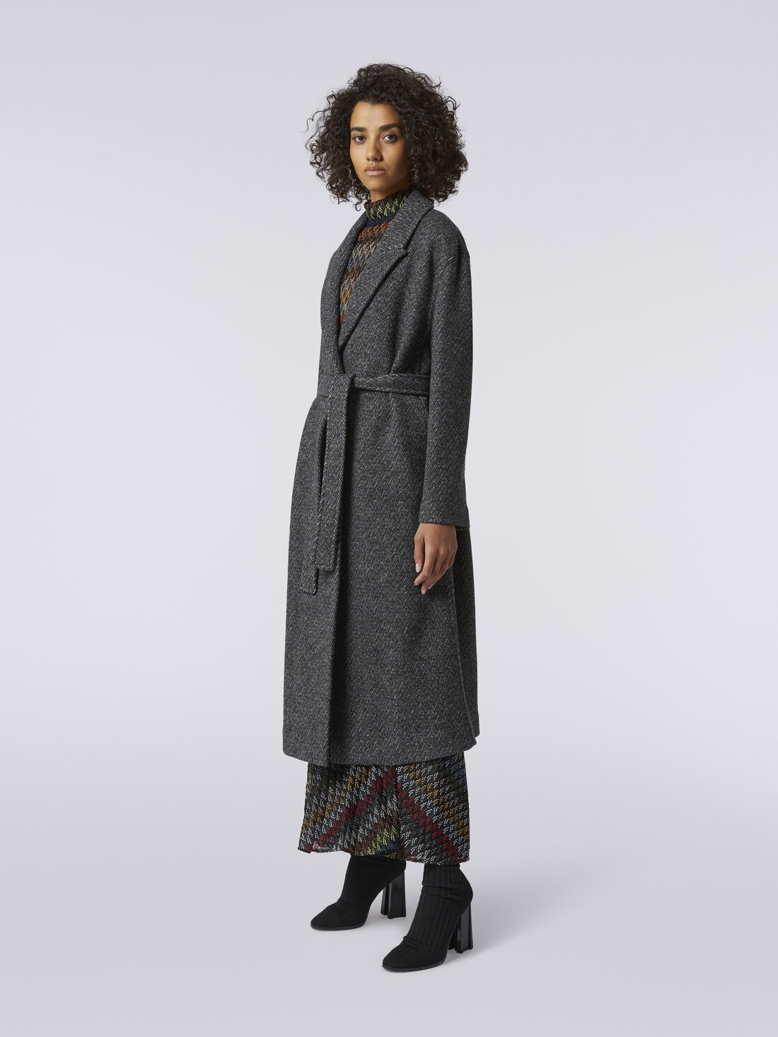 Wool coat with herringbone pattern - 3