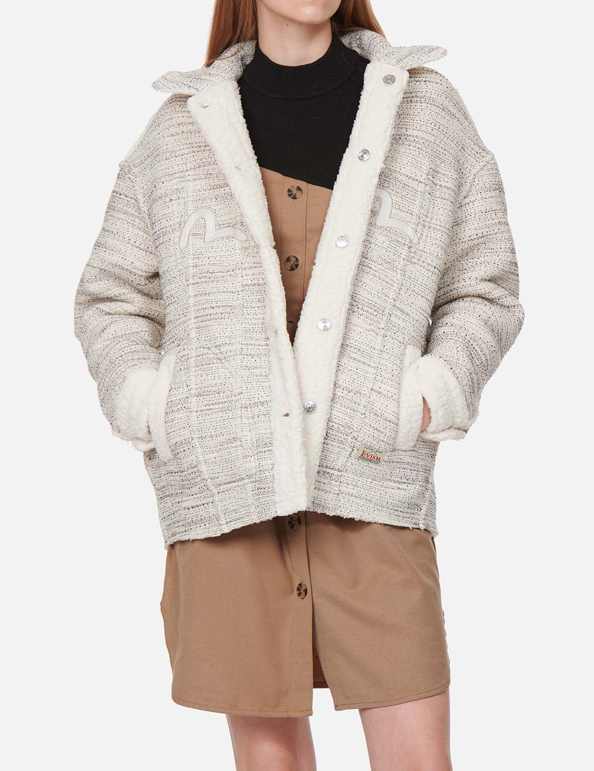 Seagull Reversible Sherpa/Tweed Shirt Jacket - 9