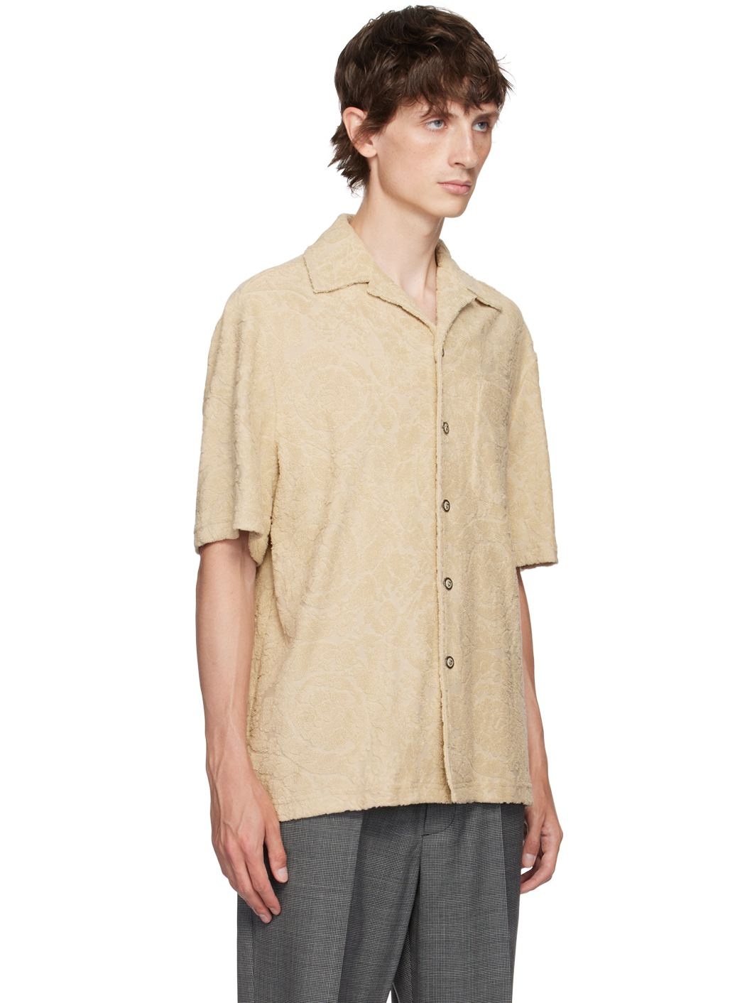 Beige Barocco Jacquard Towel Shirt - 2