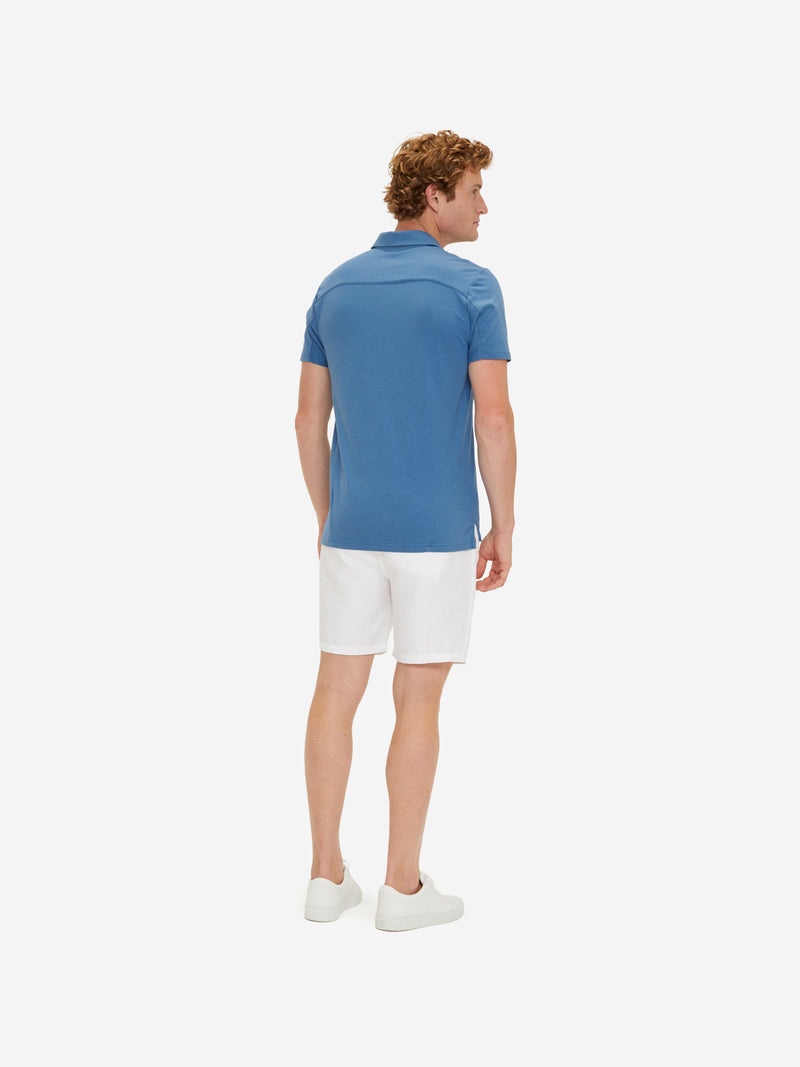 Men's Polo Shirt Ramsay 3 Pique Cotton Tencel Blue - 4