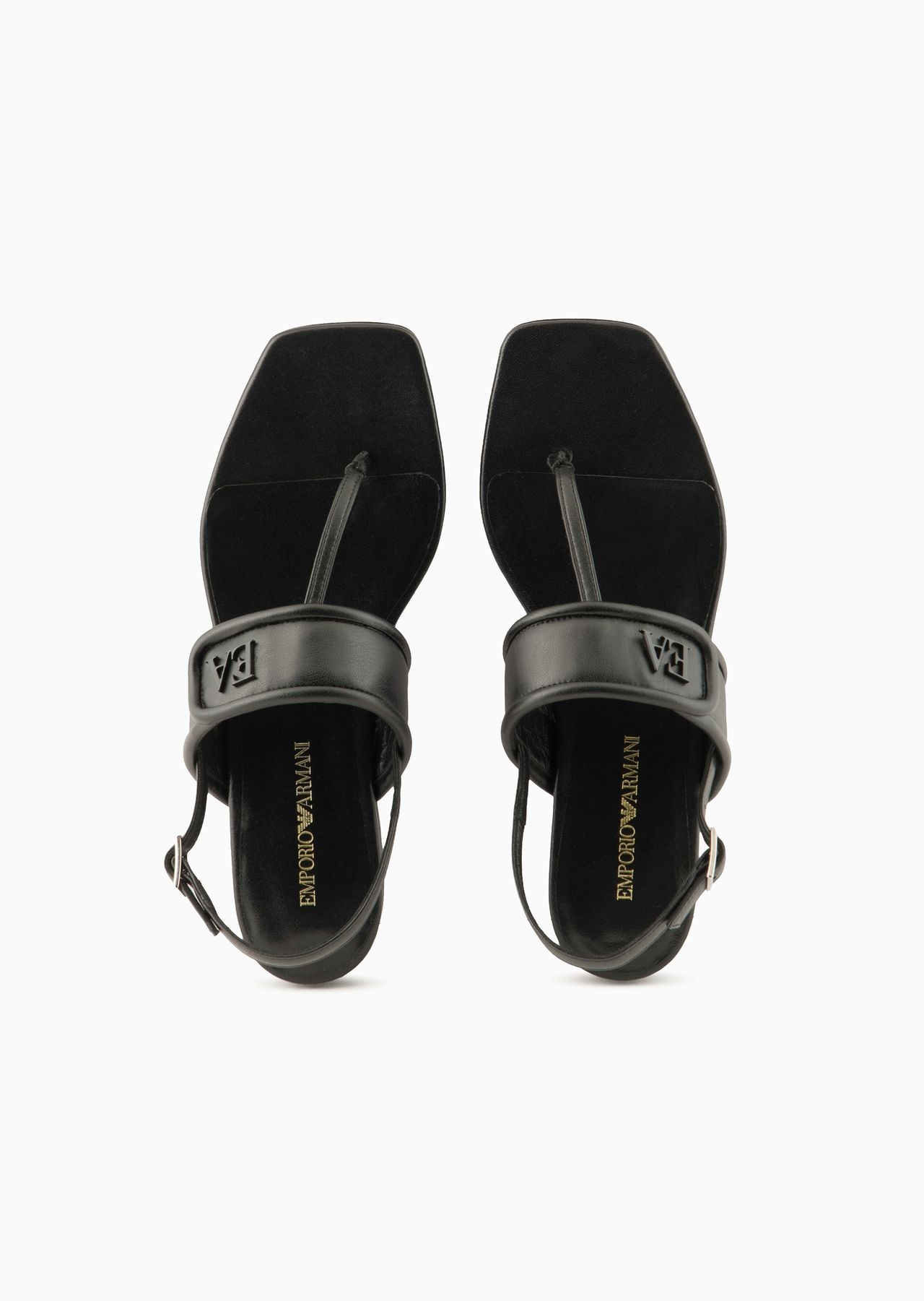 Nappa-leather flip-flop sandals with EA logo - 3