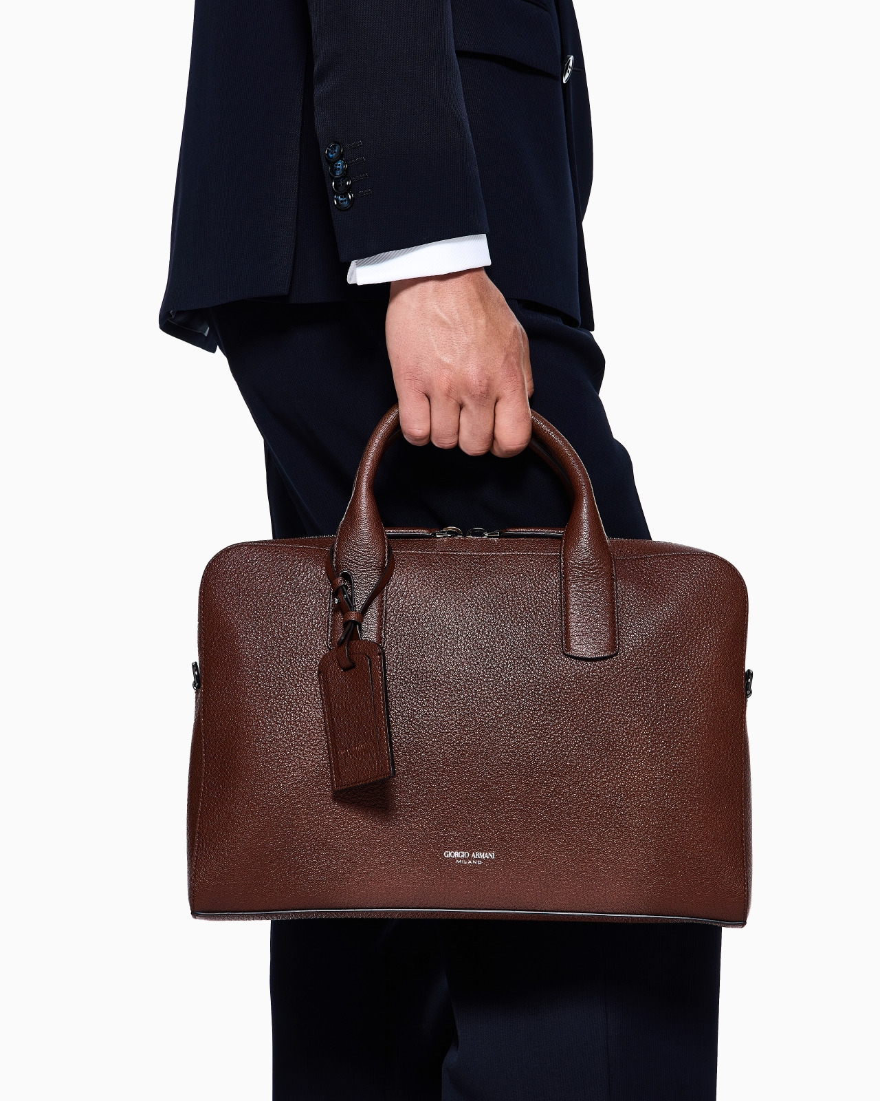 PEBBLED LEATHER BRIEFCASE - 6