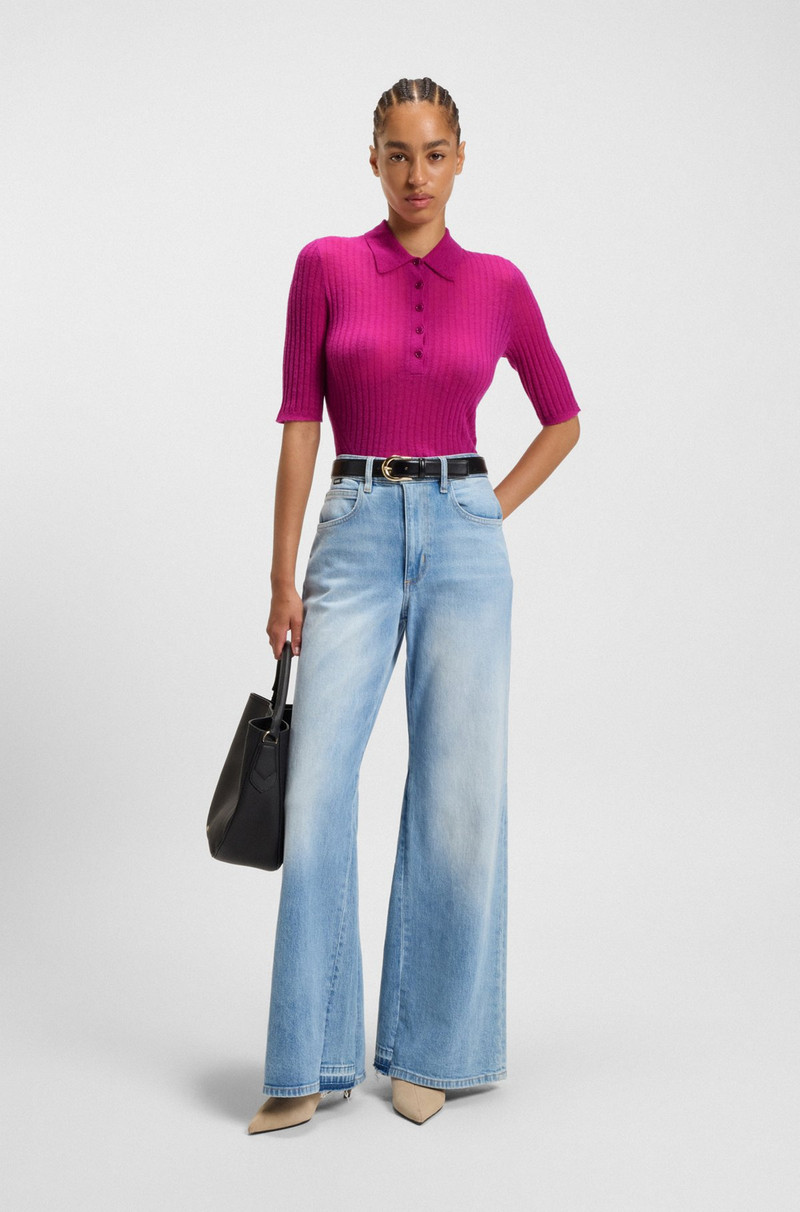 BOSS RIBBED KNIT POLO IN WOOL outlook