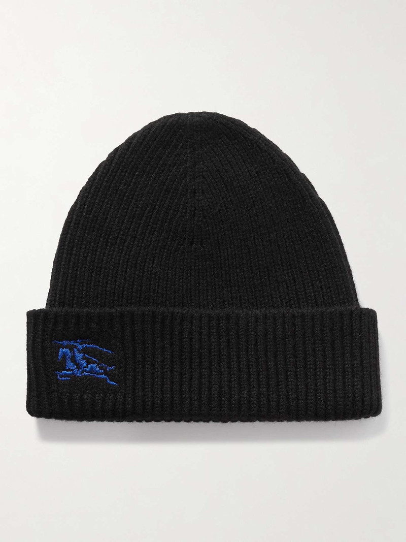 Embroidered ribbed cashmere beanie - 1