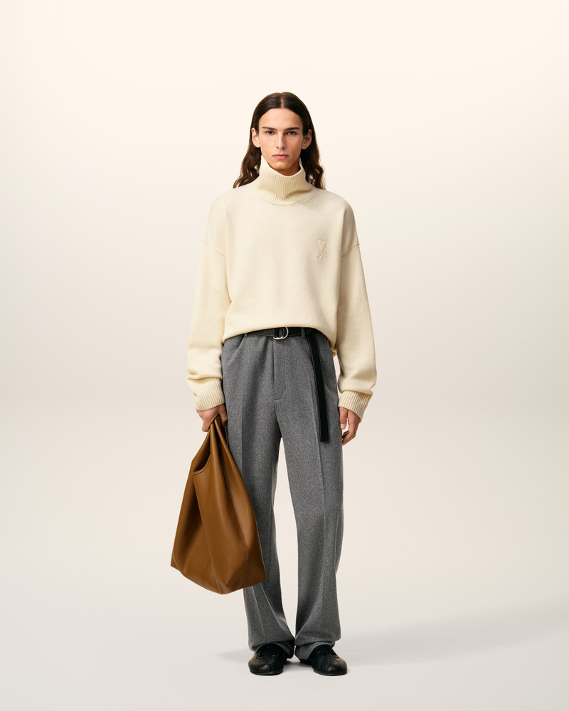 AMI Paris WHITE WOOL AMI DE COEUR FUNNEL NECK SWEATER outlook