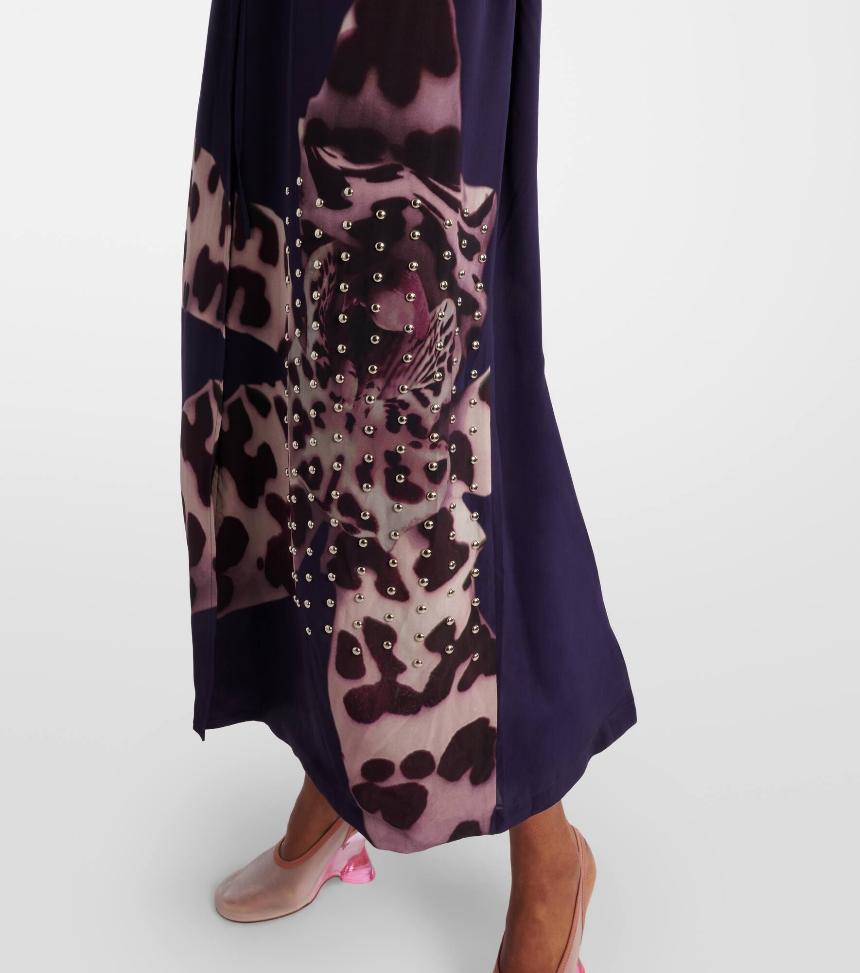 Printed embellished wrap dress - 5