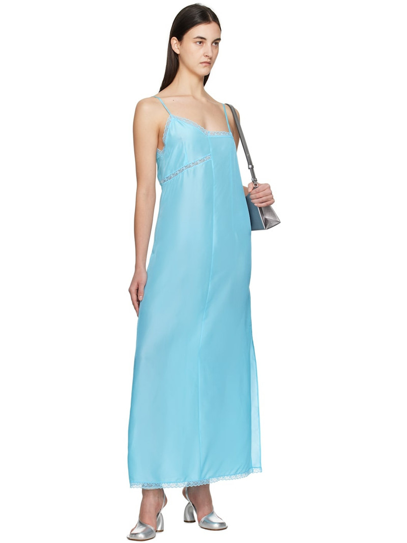 MM6 Maison Margiela Blue Light Silk Lace Camisole Maxi Dress outlook