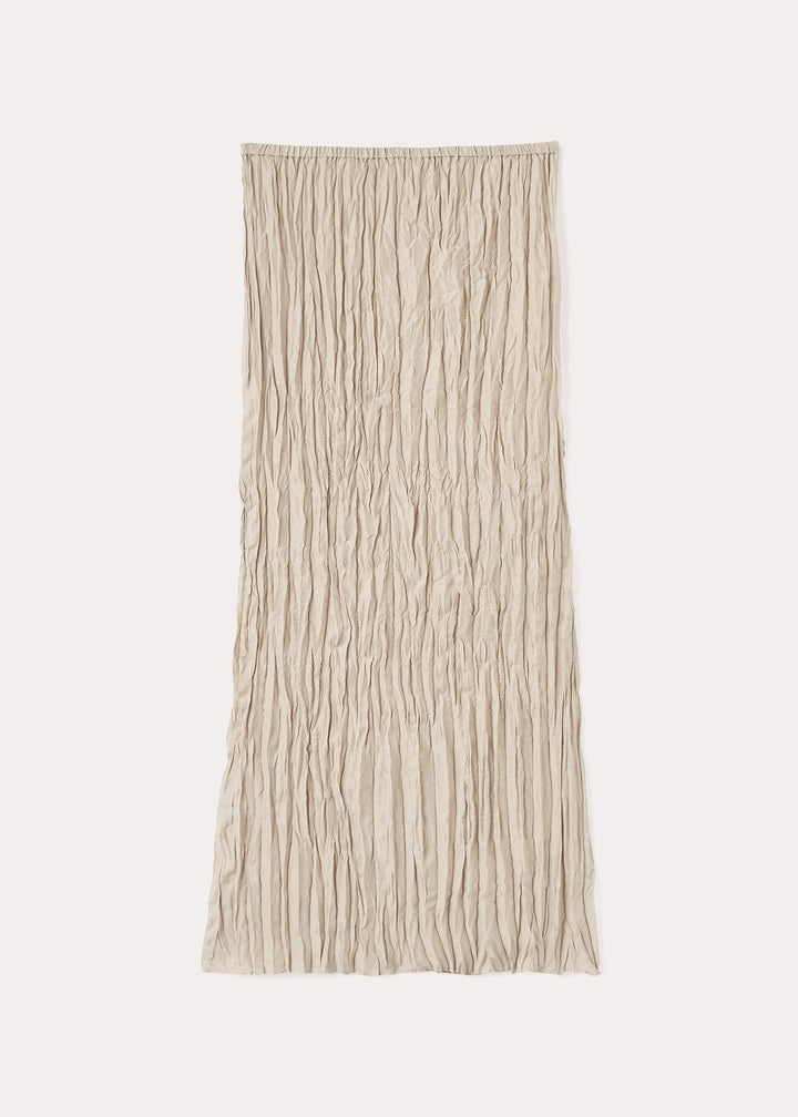 Crinkled silk midi skirt overcast beige - 1