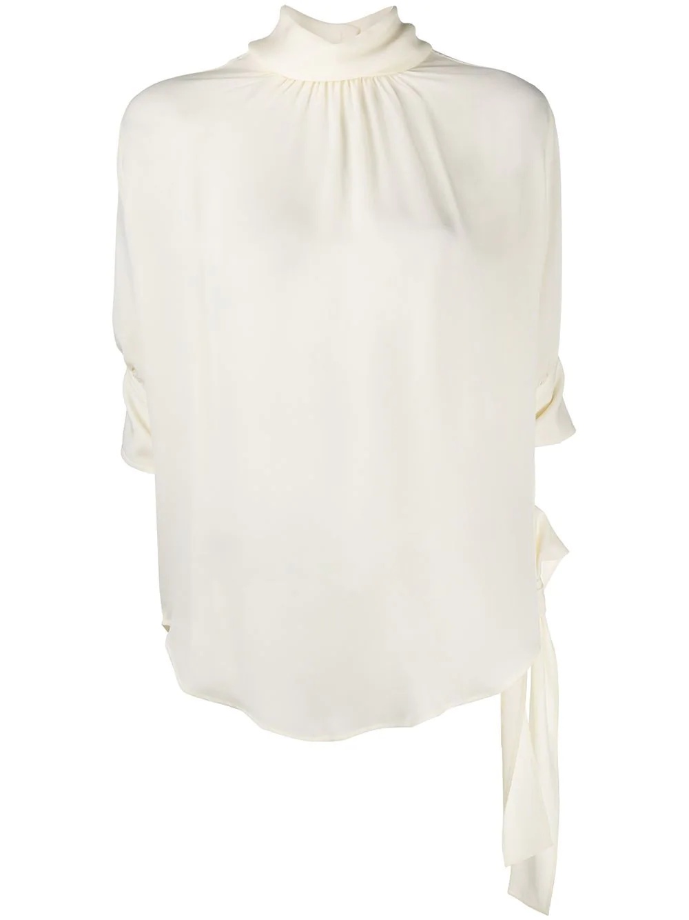 mock neck silk blouse - 1