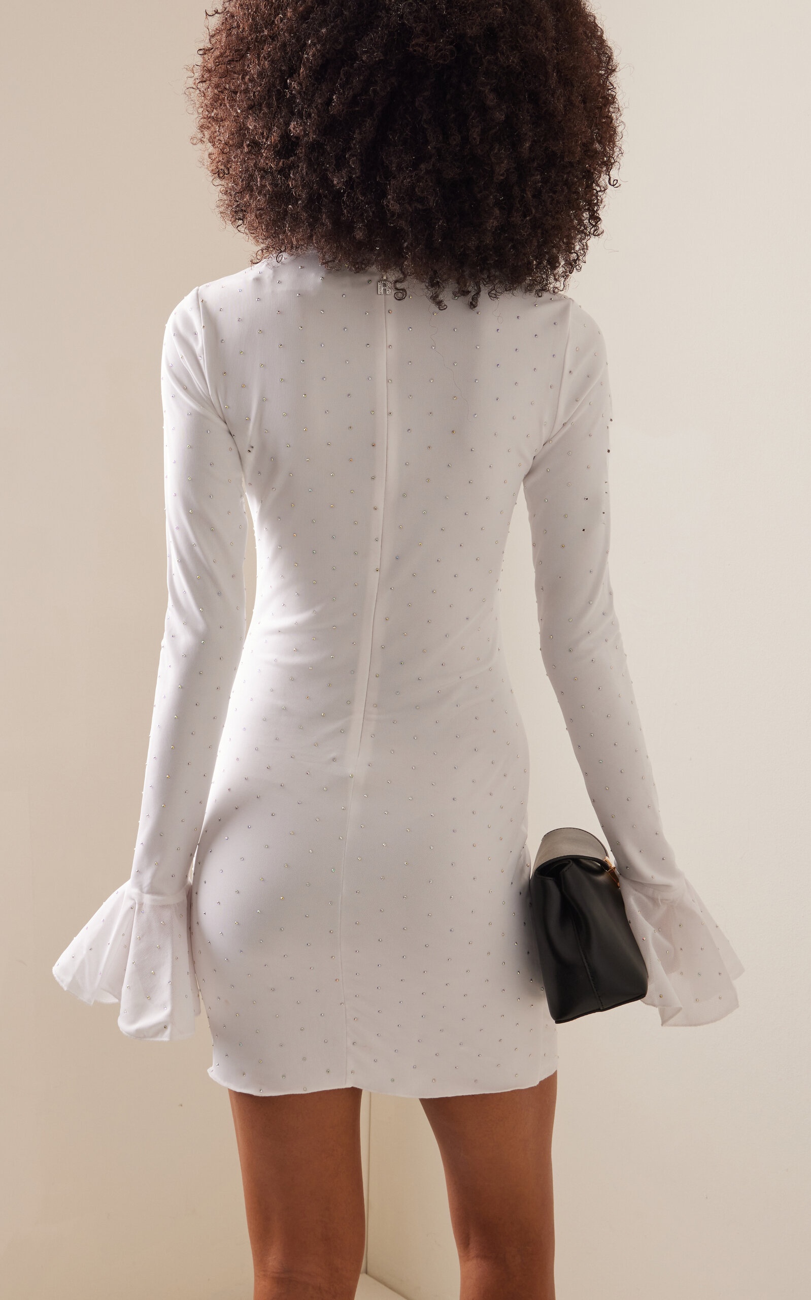 Pearl-Embellished Jersey Mini Dress white - 4