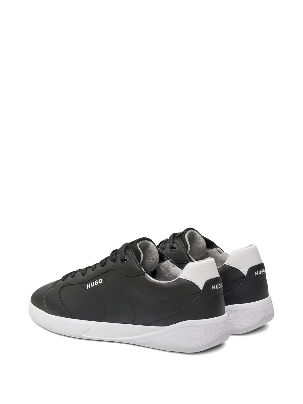 logo-detail leather trainers - 4