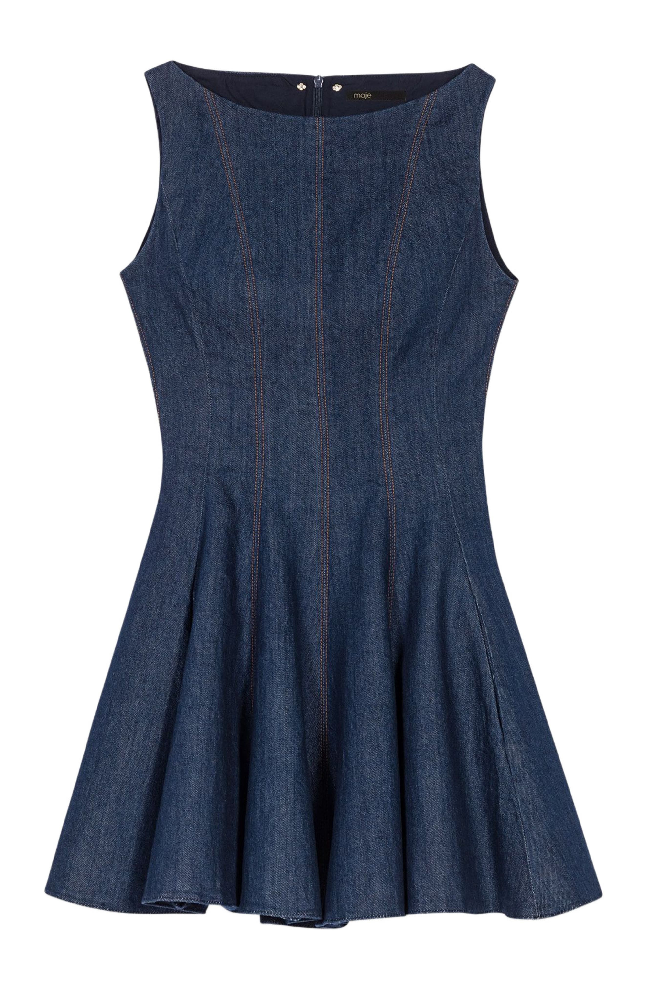 maje Short denim dress with ruffles in Navy at Nordstrom - 8