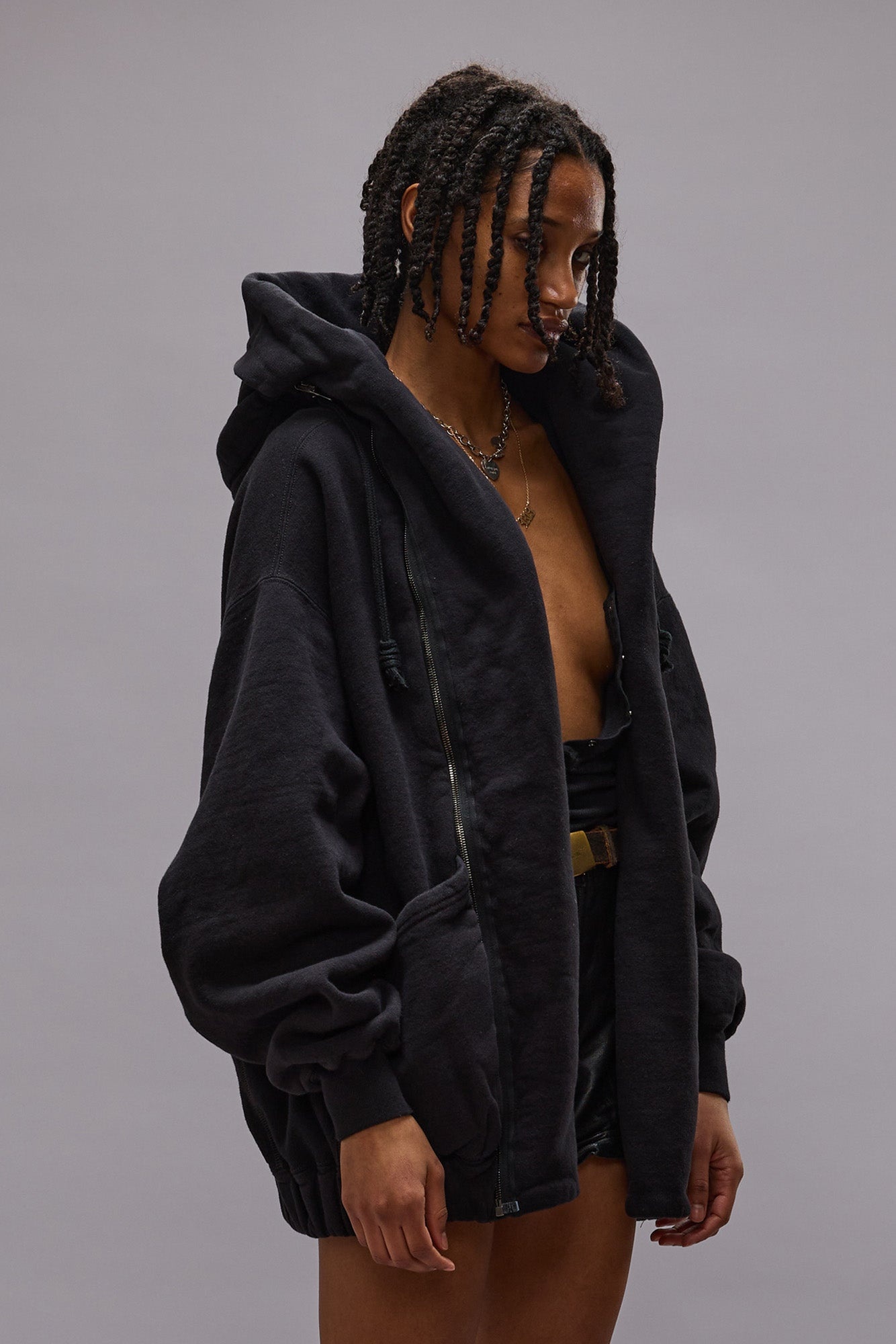 LILLIAN OVERSIZED SWEAT PARKA - BLACK FLEECE -R13 - 5