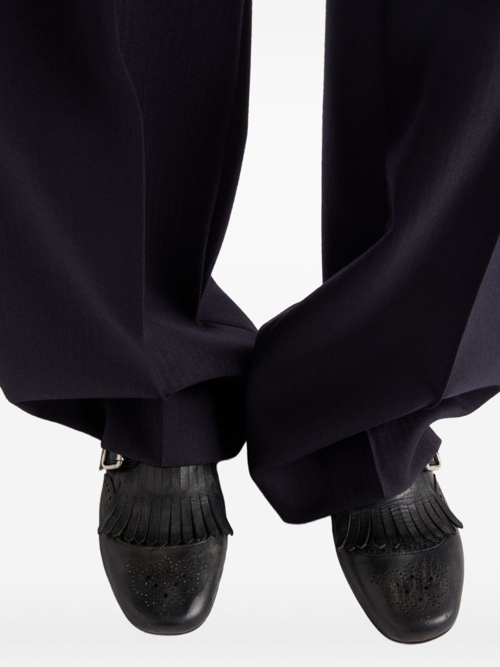 buckle-strap fringe-detail leather loafers - 5