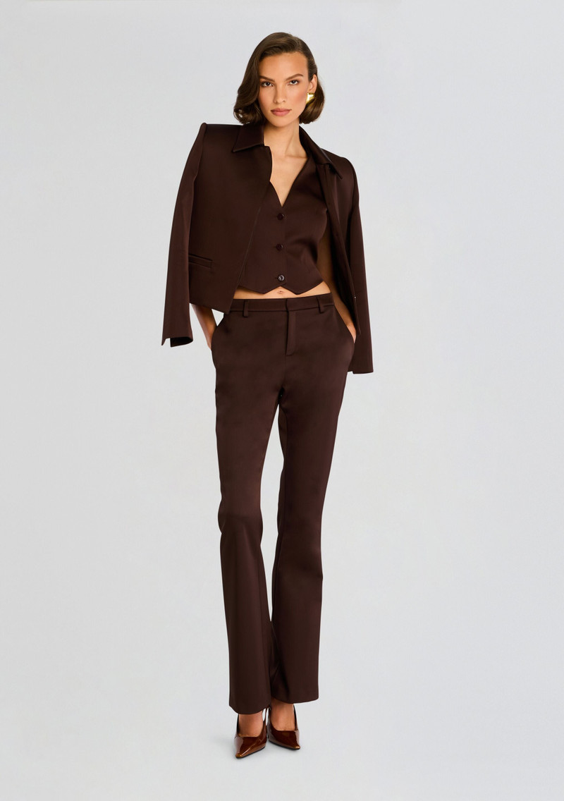 ELVIRA HEAVY SATIN SLIM FLARE TROUSER 2