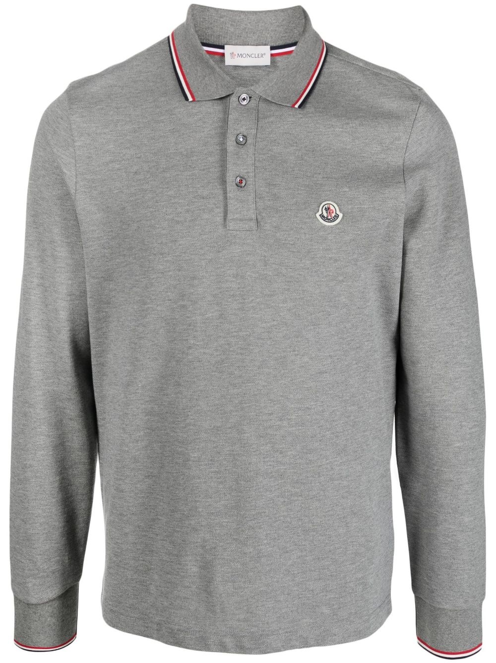 logo patch stripe detail polo shirt - 1