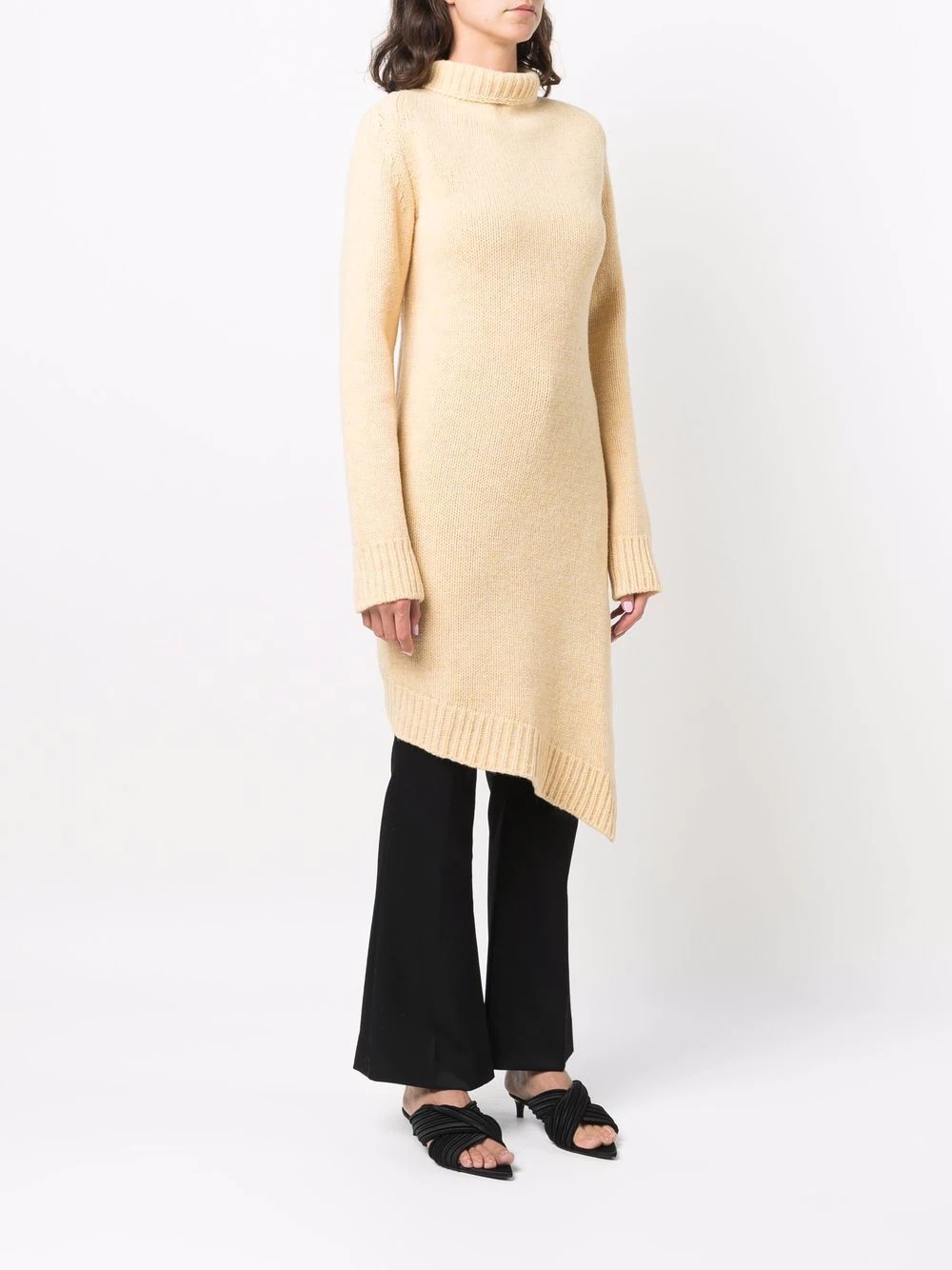 asymmetric-hem roll neck jumper - 3