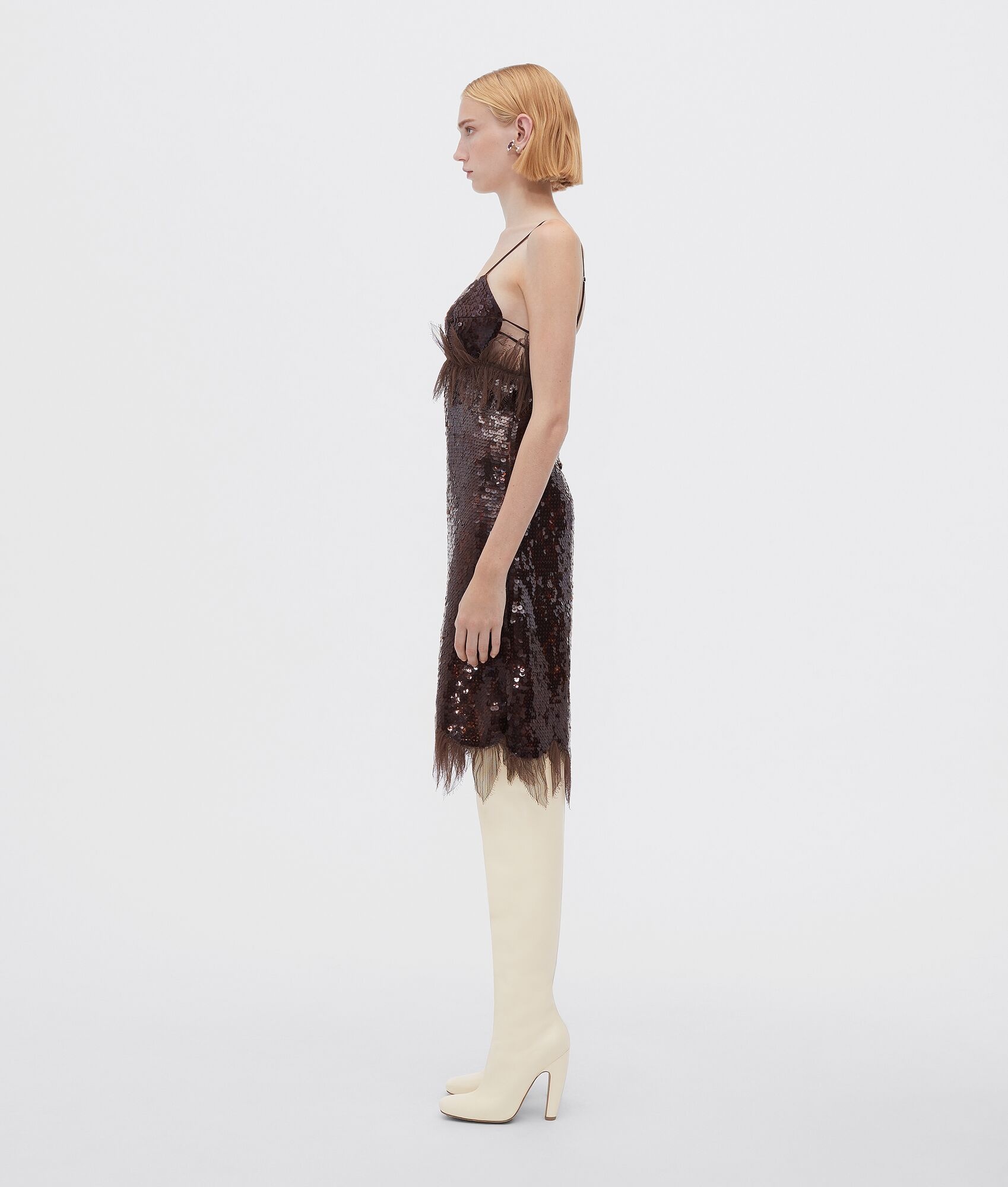 linen floral lace and sequins dress - 2