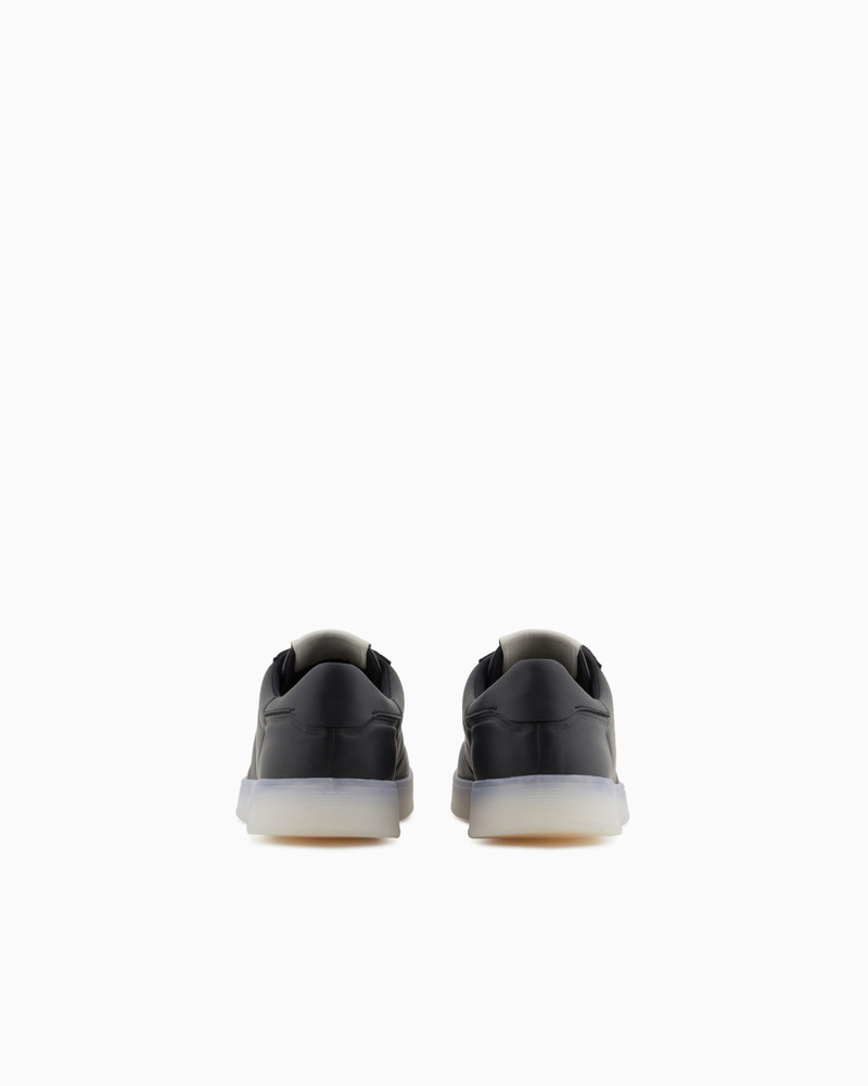 EMPORIO ARMANI LEATHER SNEAKERS WITH SEMI-TRANSPARENT SOLE outlook