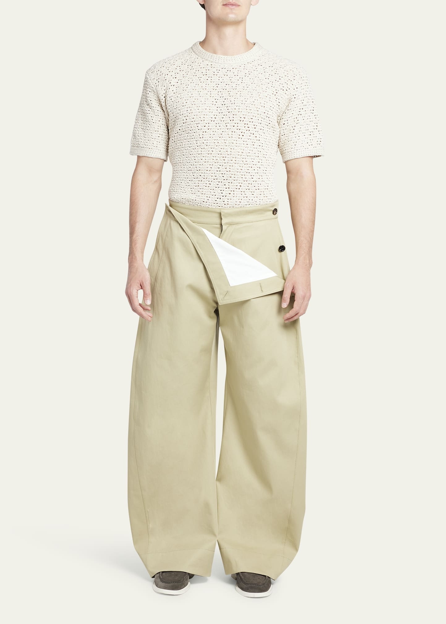 パンツ Bottega Veneta Sailor Pants Bottega Veneta Men's Wide-Leg Pants with Sailor Flap