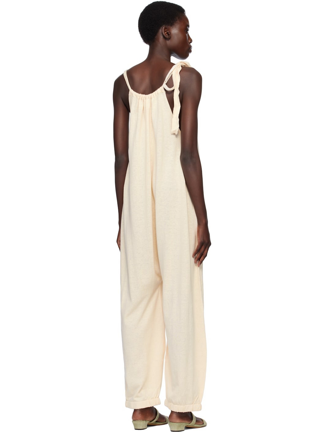 Beige Gather Jumpsuit - 3