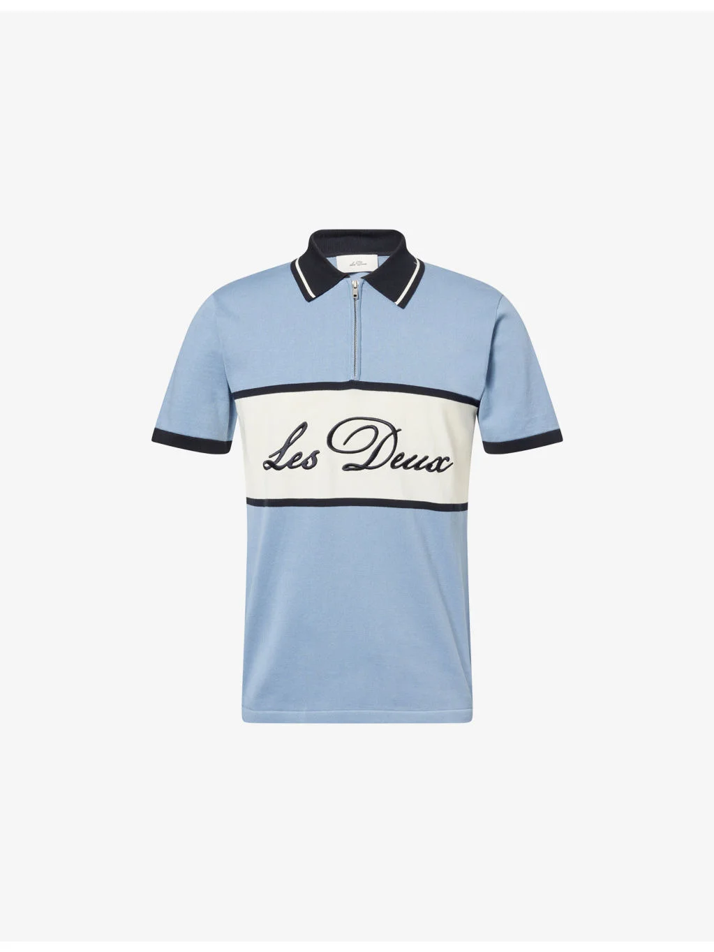 Knitted Zipper Cotton Polo T-Shirt - 1