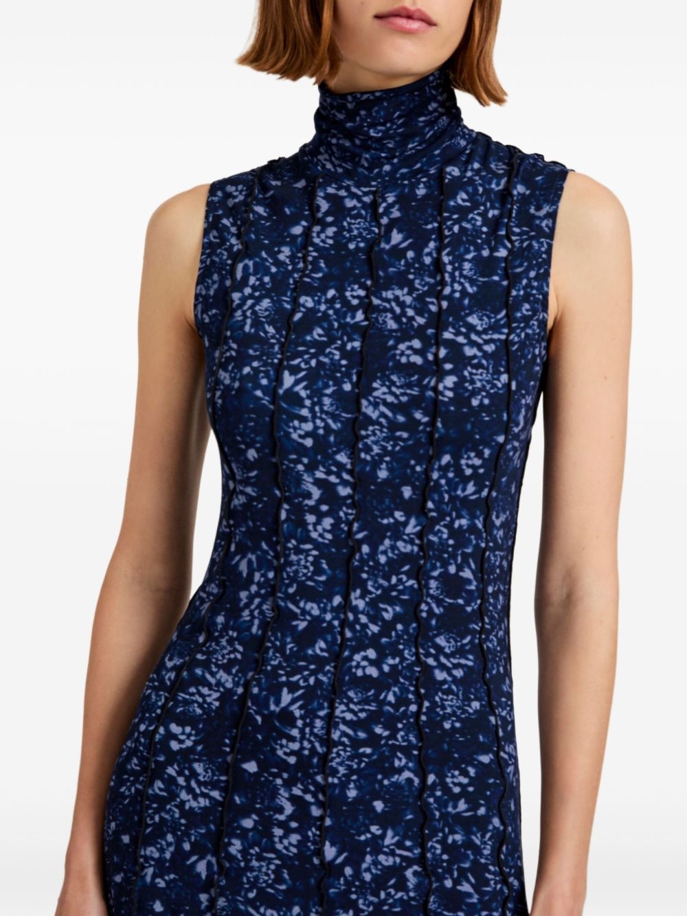 high-neck sleeveless floral dress - 5
