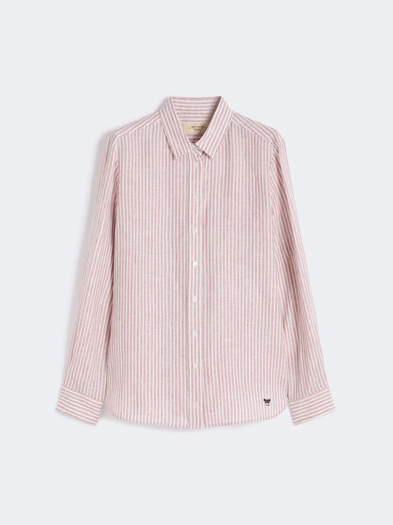 GIURATO Striped linen canvas shirt - ANTIQUE ROSE 1
