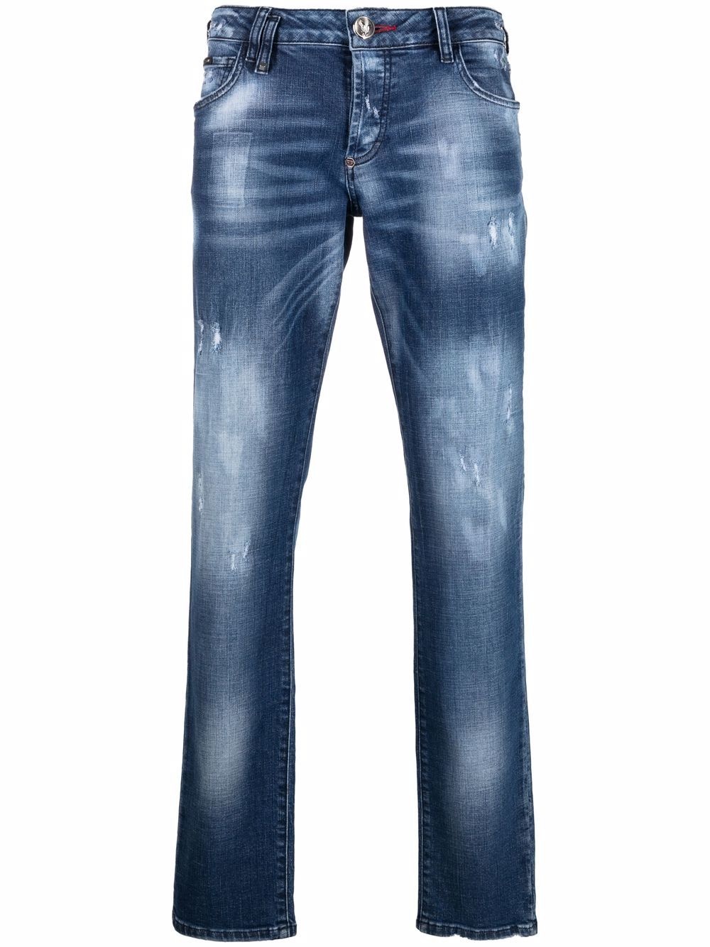 Destroyed straight-cut jeans - 1