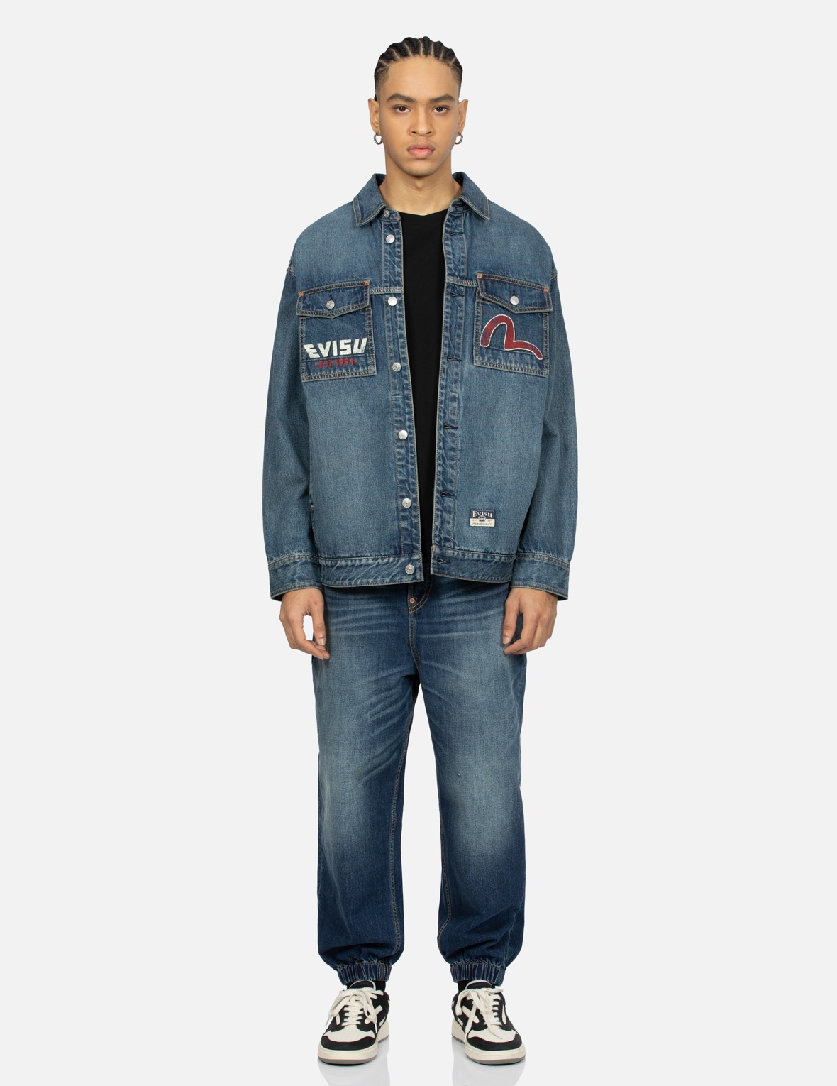 PLAYFUL GODHEAD PRINT LOOSE FIT DENIM SHIRT JACKET - 6