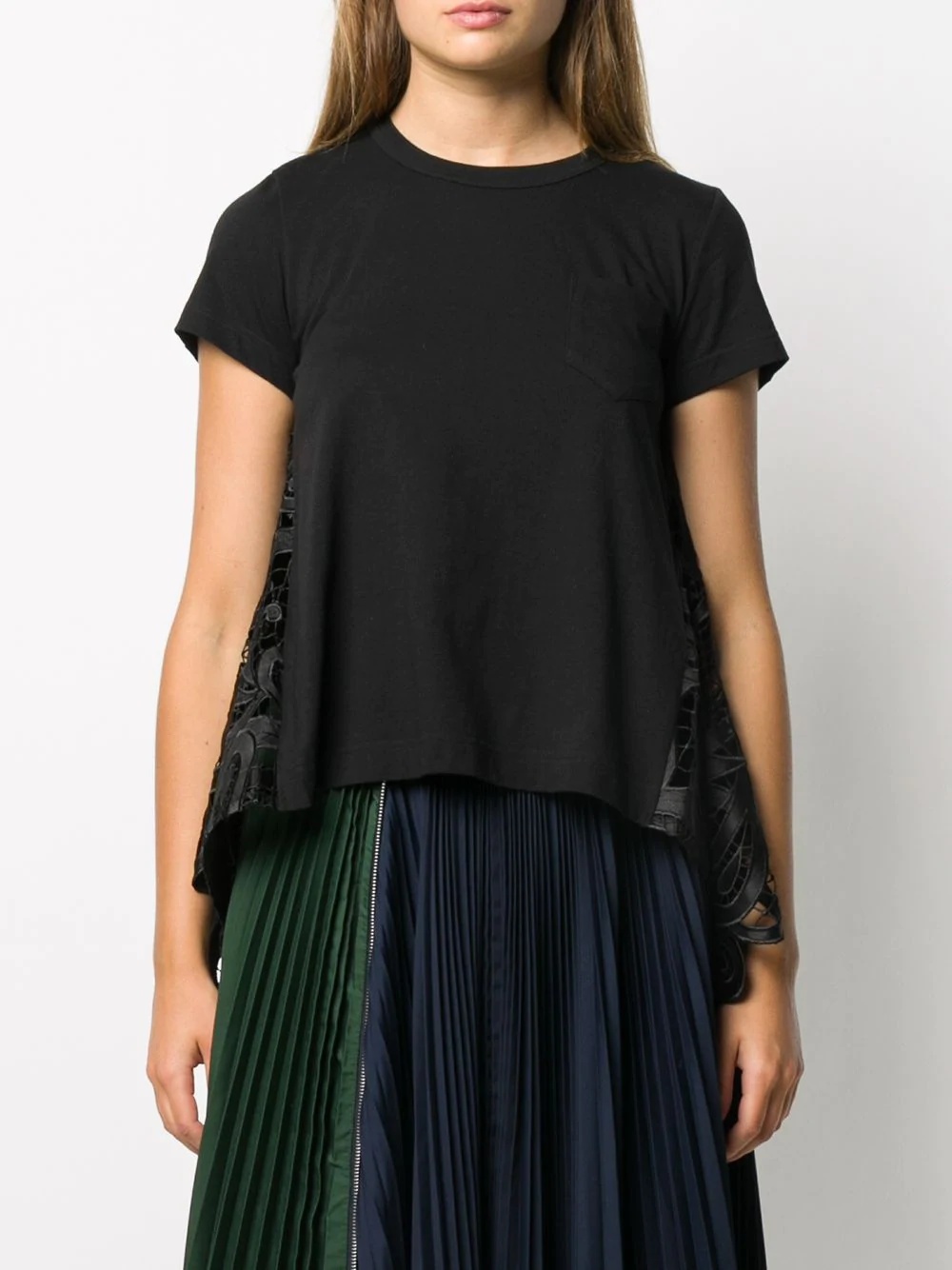 lace panelled T-shirt - 3